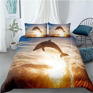 Ensemble De Housse De Couette Th&iquest;&iquest;Me Dauphin - Ensemble De Housse De Couette Imprim&iquest;&iquest;E En D Ensemble De Literie En Microfibre Respirante (Dauphin , - Neuf