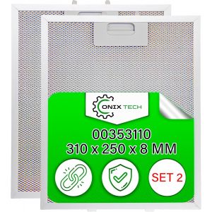 2 Pi&egrave;ces Aluminium Filtre Grille &agrave; Graisse pour Hotte Aspirante 310 x 250 x 8 mm avec Code Original 00353110 353110 pour Bosch pour Siemens - Garantie de 5 Ans - - Neuf