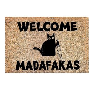 Dark Cat Welcome Madafakas Full Print Paillasson Fun Paillasson Décoration D'intérieur Cuisine Salle De Bain Decor Offrir Aux Gens Des Cadeaux Amusants - Neuf