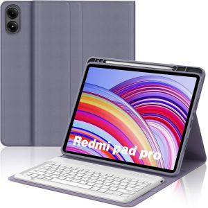 Coque Clavier Redmi Pad Pro 12.1 2024/Xiaomi Poco Pad 12.1"", Azerty Français Clavier Bluetooth Magnétique Détachable Avec Fente Pour Stylo Pour Tablette Redmi Pad Pro 12.1 Pouces, Violet - Neuf
