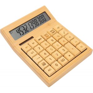 Calculatrice En Bois, Calculatrice Solaire, Calculatrice De Bureau À Fonction Standard Avec Écran Lcd Numérique 12 Bits, Double Alimentation, Pour Bureau, Maison, École[Z1426] - Neuf