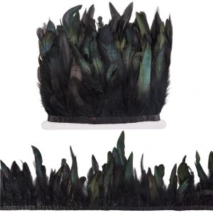 Trahoo-5 M * (13 18 Cm) Frange En Plumes De Coq Noir D&eacute;coration Plume Ruban Garniture Plume Naturelle Pour Accessoires De Costume Diy Halloween Carnaval Mascarades Cosplay - Neuf