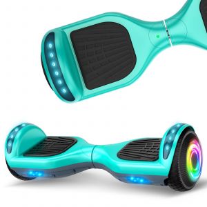 Hoverboard 6,5 Pouces Moteur Puissant, Bluetooth + Lumi&egrave;re Led, Id&eacute;al Pour Enfant Et Ados, Batterie 18v/2.6ah, Vert Et Gris - Sisigad - Neuf