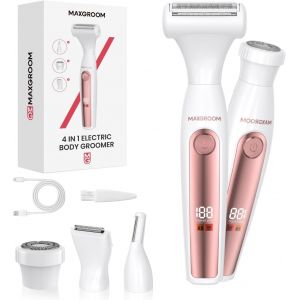 Rasoir Electrique Femme,4 En 1 Rasoir Intime Pour Femme,Rasoir Multifonctionnel Femme,Rasoir &Eacute;lectrique Usb-C Rechargeable,Ipx6 Tondeuse Maillot Femme,Pour Corps,Aisselles,Bikini,Sourcils Visage - Neuf