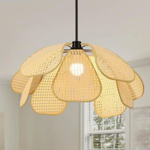 Subzonal-Lustre Salon Fleur,100cm Suspension Luminaire D&eacute;coration Boho Lampe E27 Luminaires Int&eacute;rieur Fait &Agrave; La Main Vintage Lustre Chambre Pour Cuisine Cabane Couloir - Neuf