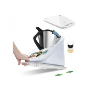 Planche De Glisse Pour Thermomix Tm6 Tm5 Support Acrylique Blanc Robot Culinaire Protection Balance Avec Poign&eacute;e Patins T&eacute;flon - Neuf
