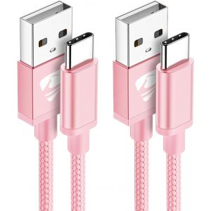 AYU-Câble USB C [1M+2M/Lot de 2] Cable USB C Charge Rapide 3A Cordon Chargeur USB C Tressé Cable USB USB C pour Samsung Galaxy S21 S22 S23 S24 S9 A14 A15 A52,Xiaomi,Google Pixel,Huawei,iPhone16 15 - Neuf