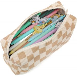 Trousse à crayons mignonne pour enfants, filles, garçons, Kawaii, pour étudiants, Plaid blanc marron, 22,9 x 8,9 x 8,9 cm, sac à dos scolaire - Neuf