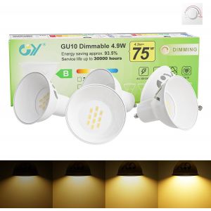 Ampoule Led Gu10 Dimmable 4.9w 780lm,3000k Blanc Chaud,120° Large Faisceau,Économie D`Énergie,Protection Des Yeux,Ampoules Gu10 Led Variateur,5 Unité (Lot De 1) - Neuf