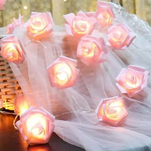 TRAHOO-Guirlande Lumineuse Roses 20 LED &agrave; piles, 3 M&egrave;tres Chaude Blanche Guirlande led pour la d&eacute;coration maison, Guirlande de Fleurs &agrave; suspendre, D&eacute;coration de No&euml;l mariage Saint-Valentin (Rose) - Neuf