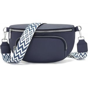 TZF-Sac Banane Femme Bandouli&egrave;re Bleu fonc&eacute; Petit Sacoche Femme bandouli&egrave;re Cuir Vegan Sac bandouliere Tendance Sacs Banane Ville - Neuf