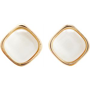 Kal-Boucles D'oreilles G&eacute;om&eacute;triques Avec Pierre ?il De Chat &iquest; Boucles D'oreilles Carr&eacute;es Plaqu&eacute;es Or Avec Clous En Argent 925, Couleur Ambre, Bijoux &Eacute;l&eacute;gants Pour Femme Pour Le Quotidien Et Les Occas - Neuf