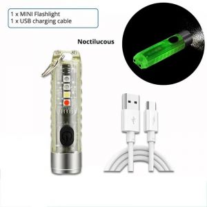 Hutp-Mini Lampe De Poche Led Edc Multifonction,Porte-Cl&eacute;s Portable,Torche Magn&eacute;tique,Lampe Uv Rechargeable Par Usb,Lanterne D'urgence Pour Camping-1pcs Fluorescence - Neuf