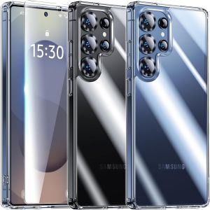 JGD-pour Samsung Galaxy S25 Ultra Coque - 3 en 1 Kit Coque pour S25 Ultra Case Protection Cover,1 Coque & 2 Verre Tremp&eacute; - Transparent - Neuf