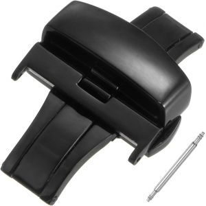 Eryi-Fermoir Montre Deployante Boucle Bouton Poussoir Rapide Libération Pour 24mm Cuir Bracelet Avec Bracelet Lien Broche, Noir - Neuf