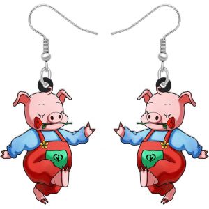 Kal-Acrylique Rose Boucles D'oreilles Cochon Bijoux Dangereux Anime Cochon Cadeaux Pour Les Amateurs De Cochon Boucles D'oreilles Femme Fille Charme - Neuf