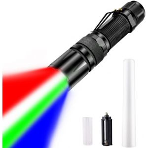 Lampe Torche Led 4 Couleurs En 1, Clip De Poche, Lampe Torche Super Lumineuse, Puissante Alimentée Par Piles, Mini Lampe Torche Tactique Pour Camping, Plein Air, Urgence, Cadeau - Neuf