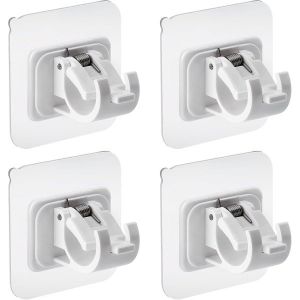 Pack de 4 auto-adhesif tringle a rideau supports sans per&ccedil;age. Support de tringle a rideau, tringle a rideau support mural, porte serviette crochet (blanc). - Neuf