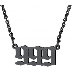 Trahoo-Collier Personnalisé [Chiffre D'ange] Chaine Mumero Fille Pendentif Nombre Gravé Femme Homme Acier Inoxydable Prénom[Argenté/Noir/Doré] Bijoux Cadeau Anniversaire Mariage Valentin Noël - Neuf