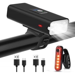 Lumiere Velo,Eclairage V&eacute;lo Puissant,&Eacute;clairage V&eacute;lo Avant Rechargeable Avec Affichage Num&eacute;rique,Phare De V&eacute;lo &Eacute;tanche Pour V&eacute;lo De Route,Vtt,Cyclisme,Travail De Nuit.[R4] - Neuf