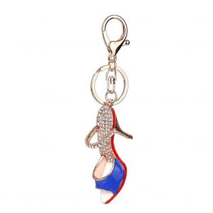 Strass Porte-Cl&eacute;s Anneau Talons Hauts Chaussures Porte-Cl&eacute;s Porte-Cl&eacute;s Sac D&eacute;coration (Bleu) - Neuf