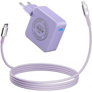 Chargeur USB C Rapide 100W, GaN Alimentation 100 Watt PD 3.0 pour MacBook Air, MacBook Pro, iPhone 15 14, iPad, Samsung Galaxy S24 S23 Ultra, Lenovo, HP, ASUS, Dell Laptop, 2M C&acirc;ble USB-C 240W - Neuf