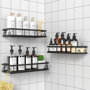 Etag&egrave;re Douche sans Percage, Rangement et Organisation de la Salle de Bain, Etagere Rangement Murale (Noir- 3 Pi&egrave;ces) - Neuf