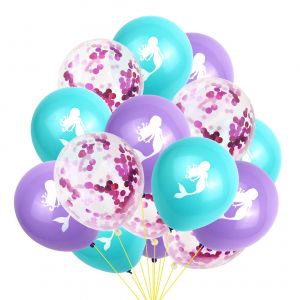 Lot De 15 Ballons Sirène Avec Confettis En Latex, Rose Clair, Violet, Bleu Et Rubans Pour Décorations De Fête D'anniversaire, Licorne Et Sirène - Neuf