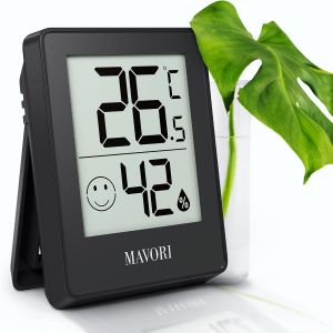 Thermomètre Et Hygromètre D'intérieur Mural| Hygromètre Précise De La Température Et De L'humidité | Thermomètre Maison Digital Pour Un Environnement Intérieur Sain (Noir) - Neuf