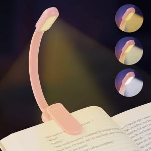 Lampe de lecture rechargeable par USB, 3 modes de protection des yeux (blanc/chaud/blanc chaud), flexible à 360°, idéale pour lire au lit, pour enfants, Kindle, rose - Neuf