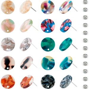 Kal-Lot De 20 Fermoirs Ronds Plats En R&eacute;sine Avec Broches En Alliage Et &Eacute;crous D'oreille En Acier Inoxydable 304 - Neuf