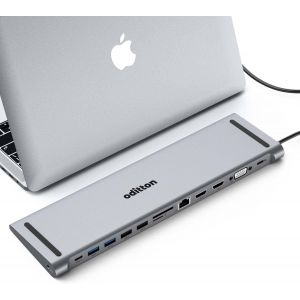 Hub Usb C,Usb C Hub Pour Ordinateur Portable 13 En 1 Hub,Internet/2 * 5Gbps Usb 3.0/2 * 4K Hdmi/2 *Usb 2.0/Vga/Usb C 5Gbps/100W Pd/Tf/Sd Lecteur De Carte/3.5Mm(Pour Windows,Mac Os) - Neuf