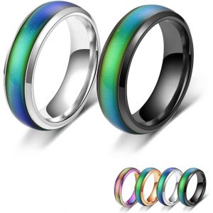 Tianyi-2 Pcs Anneaux D'humeur, Bague D'humeur, Humeur Changeante De Couleur En Acier Inoxydable, Pour Petit Ami Petite Amie F&ecirc;te Anniversaire Saint Valentin Anniversaire - Neuf
