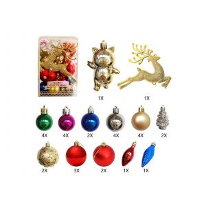 Ensemble de 30 d&eacute;corations multicolores pour sapin de No&euml;l - Neuf