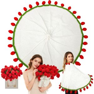 Ulteronixshop-Couverture Bouquet de Roses 80 cm, Couverture de Bouquet de Fleurs au Crochet Finie, Roses Couvertures de Fleurs Faite &agrave; La Main, Cadeau d'anniversaire pour Maman, Fille, Petite Amie - Neuf