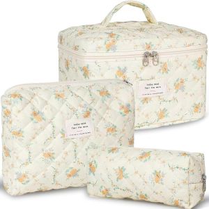 MAA-Trousse de Toilette Femme Voyage,Trousse Maquillage,Matelassée Trousse Toilette XL,Pochette Maquillage Grande Capacité Voyage Motif Floral pour Femme Fille - Neuf