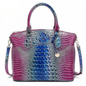 Les femmes de Gros Sacs &agrave; main Vegan en Cuir Motif Crocodile Sac &agrave; Bandouli&egrave;re avec Poign&eacute;e Sup&eacute;rieure 6-Violet+Bleu - Neuf