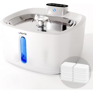 Fontaine &Agrave; Eau Pour Chats Sans Fil Avec D&eacute;tecteur De Mouvement, 7 Filtres + 3 &Eacute;ponges -3,2l Ultra-Silencieuse Fontaine &Agrave; Eau Pour Chiens (25 Db), &Agrave; Pile 4000 Mah, Filtration Multicouche - Neuf