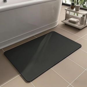 KAL-Tapis De Bain Antidérapant Lavable - Doux Et Absorbant - Pour Salle De Bain - Terre De Silice - 50 X 80 Cm - Neuf