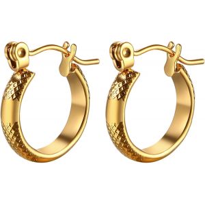 Kal-Boucles D'oreilles Femme Cr&eacute;ole: Boucle D'oreille Acier Inoxydable Epaisses Dor&eacute;s Fantaisie Et &Eacute;l&eacute;gantes Anneaux D'&eacute;pi De Torsion Et De Bl&eacute; - Cadeau Femme Anniversaire St Valentin - Neuf
