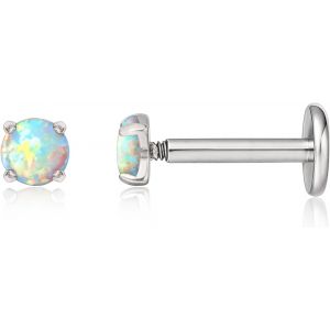 Kal-18g Titane Piercing Tragus, 2pcs Piercing Labret Lèvre Bouche Avec Cz Opale, Filetage Intérieur Piercing Oreille Cartilage, Piercing Helix Pour Nombril Langue Sourcil Septum Nez Oreille - Neuf