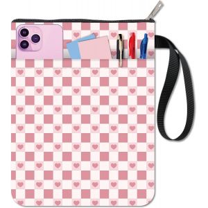Couverture De Livre À Carreaux En Forme De C?ur Protection De Livre Rose Pour Livres De Poche Couverture De Livre En Tissu Lavable Avec Fermeture Éclair Et Poche Supplémentaire - Neuf