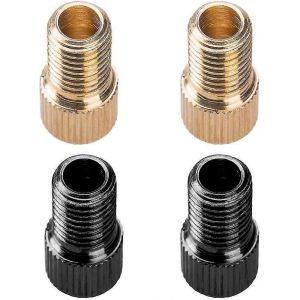 Ensemble De 4 Adaptateurs De Valve,Bouchon De Valve En Laiton Buse Pompe À Vélo Presta To Sclaverand Avec Joint Pour Tricycles De Vélo Vtt (Noir,Or) - Neuf