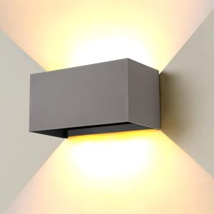 24w Applique Murale Interieur Exterieur Cob Led, Éclairage Luminaire Murale Angle Réglable En Aluminium Ip65 Étanche, Lumière Blanc Chaude 3000k Pour Couloir Jardin Chambre, Gris - Neuf