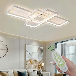 Subzonal-Plafonnier Led Moderne, Dimmable 2700-6500k, Avec T&eacute;l&eacute;commande 59w, Plafonnier Pour Salon, Chambre, Cuisine, Couloir, Balcon, Salle &Agrave; Manger (Blanc, 80 * 45 * 9cm) - Neuf