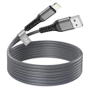 Cable iPhone [Certifié MFi],Cable Chargeur iPhone 3M Long Cable Lightning USB iPhone Cable Charge Rapide Fil Chargeur iPhone Nylon Cordon pour iPhone 14 13 12 11 Pro Max/XS/XR/8/7/6/5/SE,iPad - Neuf