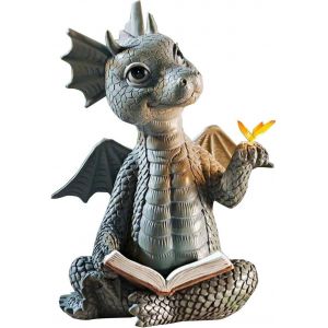 MEVRONISSHOP-Statue Dragon Jardin, Vengeon de Jardin en Résine Figurines de Décoration de Jardin Dragon Décoration Murale Statue de Jardin Extérieur pour l'extérieur, Cour, Balcon, Jardin, Pelouse - Neuf