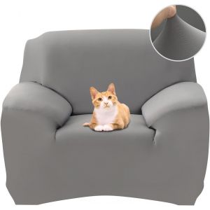 CAUC-Housse de Canap&eacute; Extensible 1 Place Couverture Canap&eacute; avec Accoudoirs Moderne Couvre Canap&eacute; Elastique Universelle Rev&ecirc;tement de Canap&eacute; Housse de Protection,Gris - Neuf