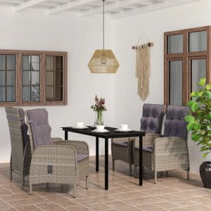 Prolenta Premium - Ensemble &Agrave; Manger De Jardin Et Coussins 5pcs Gris/Noir - Neuf