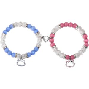 Eryi-2pcs Magnetique Bracelet Connecté Couple, Matching Bracelet D'amitié Couple Correspondant, Bracelet Cadeau Meilleur Ami Petit Ami Et Petite Amie Valentine - Neuf